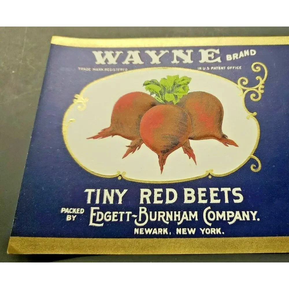 Vintage Wayne Brand Red Beets Edgett Burnham Co New York 1940s Can Label B-2